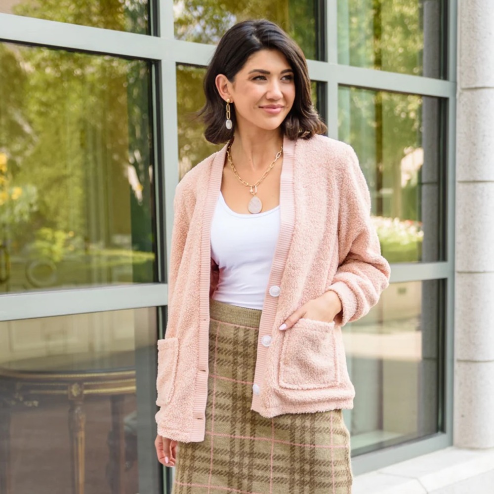 START THE TREND CARDIGAN IN BLUSH